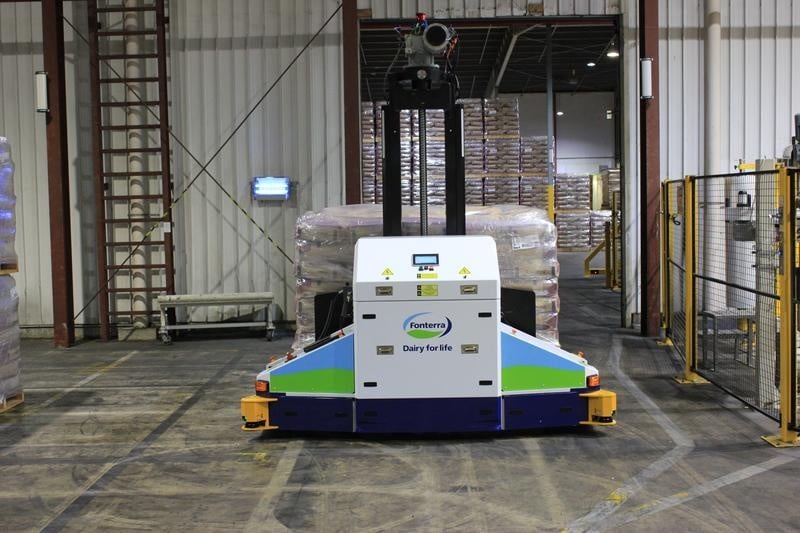 fonterra pahiatua agv transporting loaded pallets